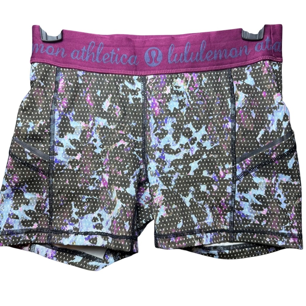 Lululemon Athletica shorts 6 what the sport compression purple bike track pocket